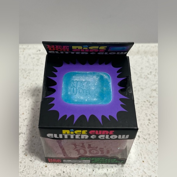 Nee Doh Nice Cube Glitter & Glow Super Solid Squish Pink NEW - Picture 4 of 7